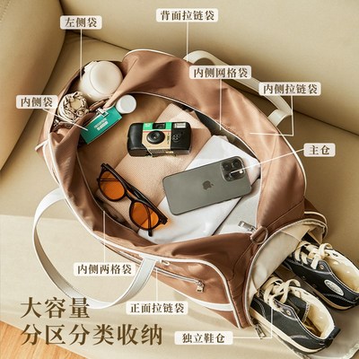 高颜值短途旅行包女轻便大容量出差手提行李袋旅游斜挎登机包防水