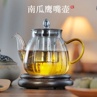 南瓜壶高硼硅玻璃茶壶耐高温家用泡茶壶带滤网过滤茶水分离