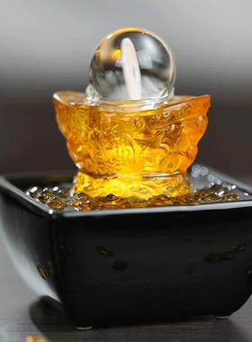 转球流水摆件循环水招财客厅玄关小型桌面创意装饰造景风水轮礼物