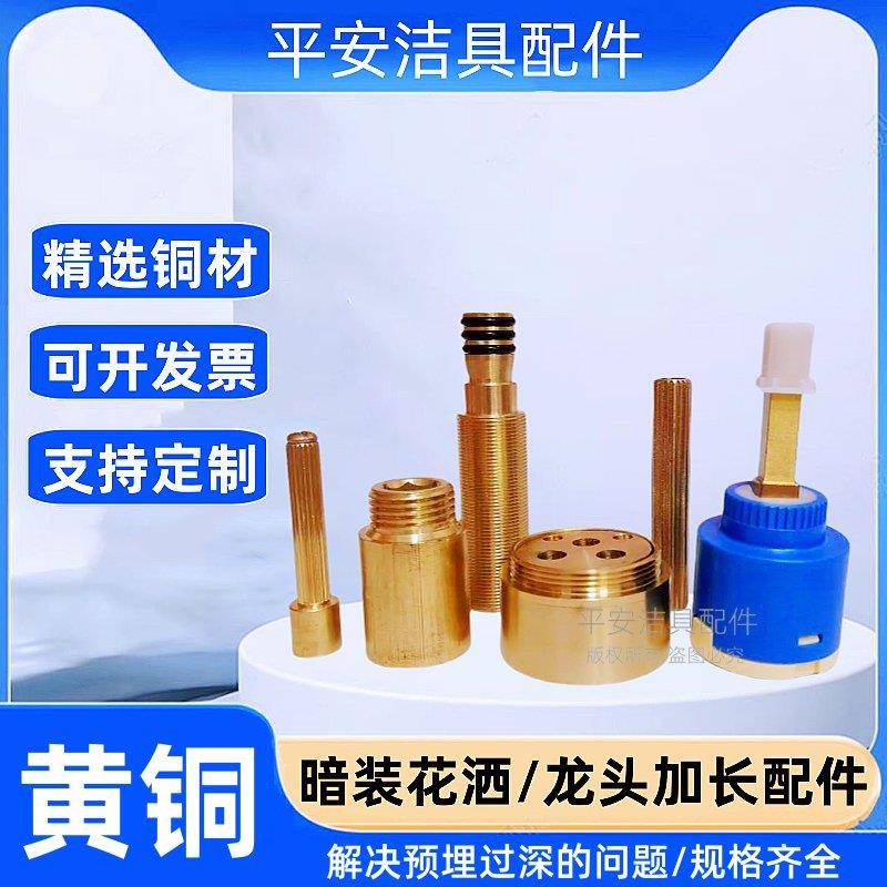酒店暗装预埋淋浴花洒延长件面盆冷热水龙头阀芯加长杆定制铜配件