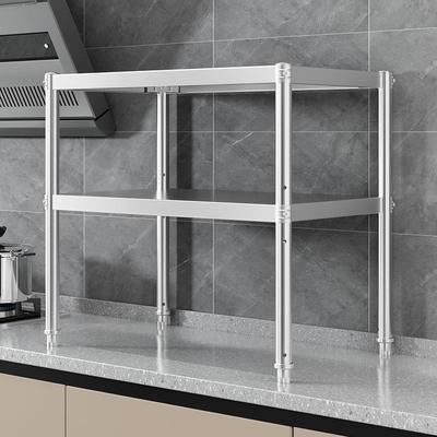 不锈钢台面置物架厨房用品灶台上层架微波炉烤箱碗盘调料收纳架子