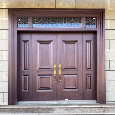 农村自建房大门进户门彷铜门锌合金双门乡村庭院防盗门别墅大门