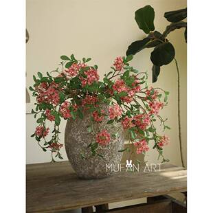 饰客厅餐桌桌面摆件仿真干花 5头蓝雾花室内植物田园风民宿家居装