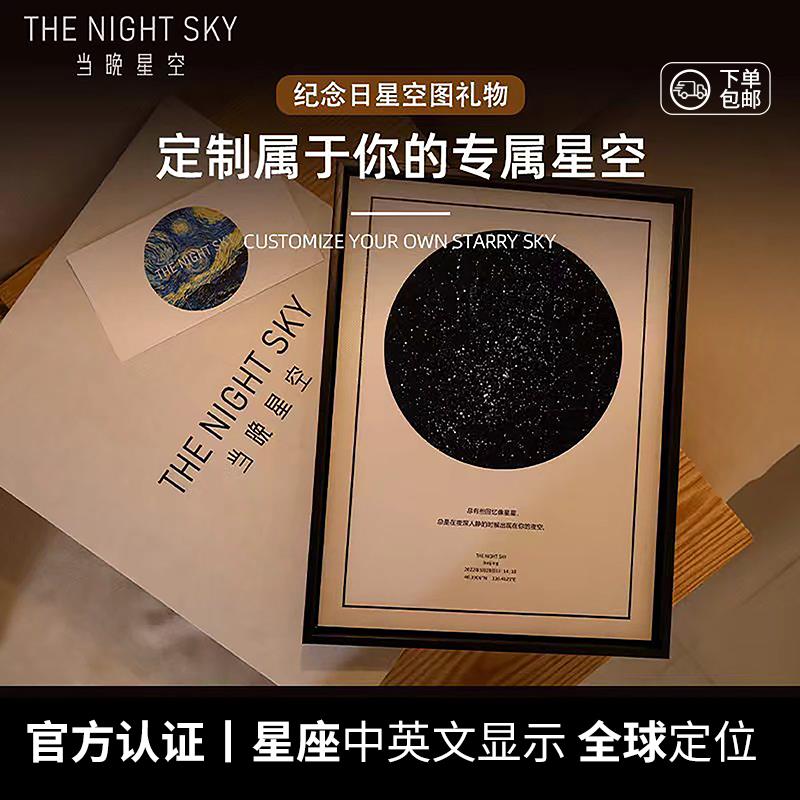 定制礼物当晚星空图浪漫生日纪念挂画创意情人节送女友装饰画礼物