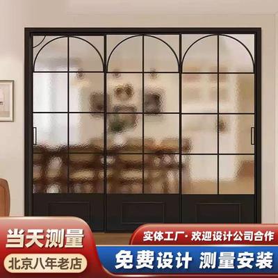 北京定制钛镁合金三联动隔断厨房阳台客厅复古推拉门卫生间玻璃门