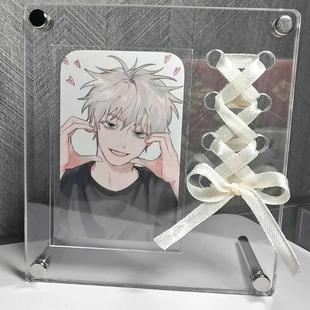 CD唱片小卡展示架透明亚克力拍立得3寸照片桌面摆件双凹槽收纳框