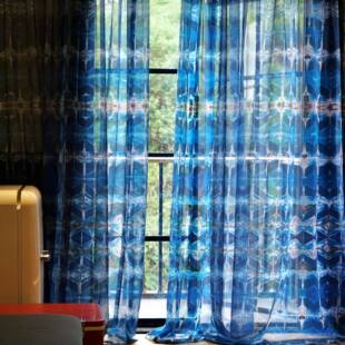 力卜自制原创设计师扎染家居客厅卧室复古中古风都市窗帘纱帘门帘