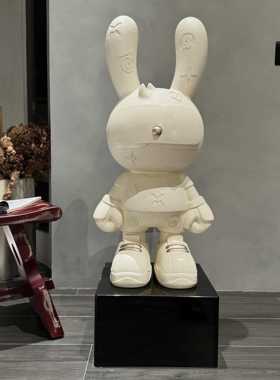 2025新款网红潮玩皮革纹理兔子摆件客厅电视柜玄关软装饰品乔迁礼