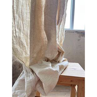 原色无染水洗亚麻布植物染色刺绣水粉画打底山野侘寂民宿窗帘麻布