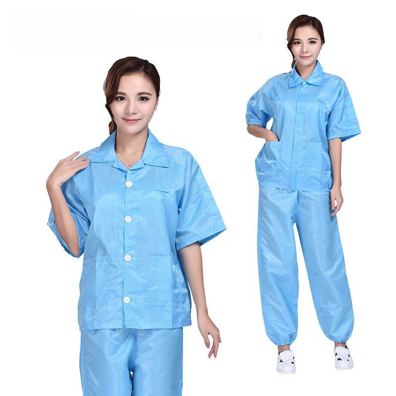 夏季防静电短袖上衣防尘清洁无尘夹克夏季防护服分体式工作服工作