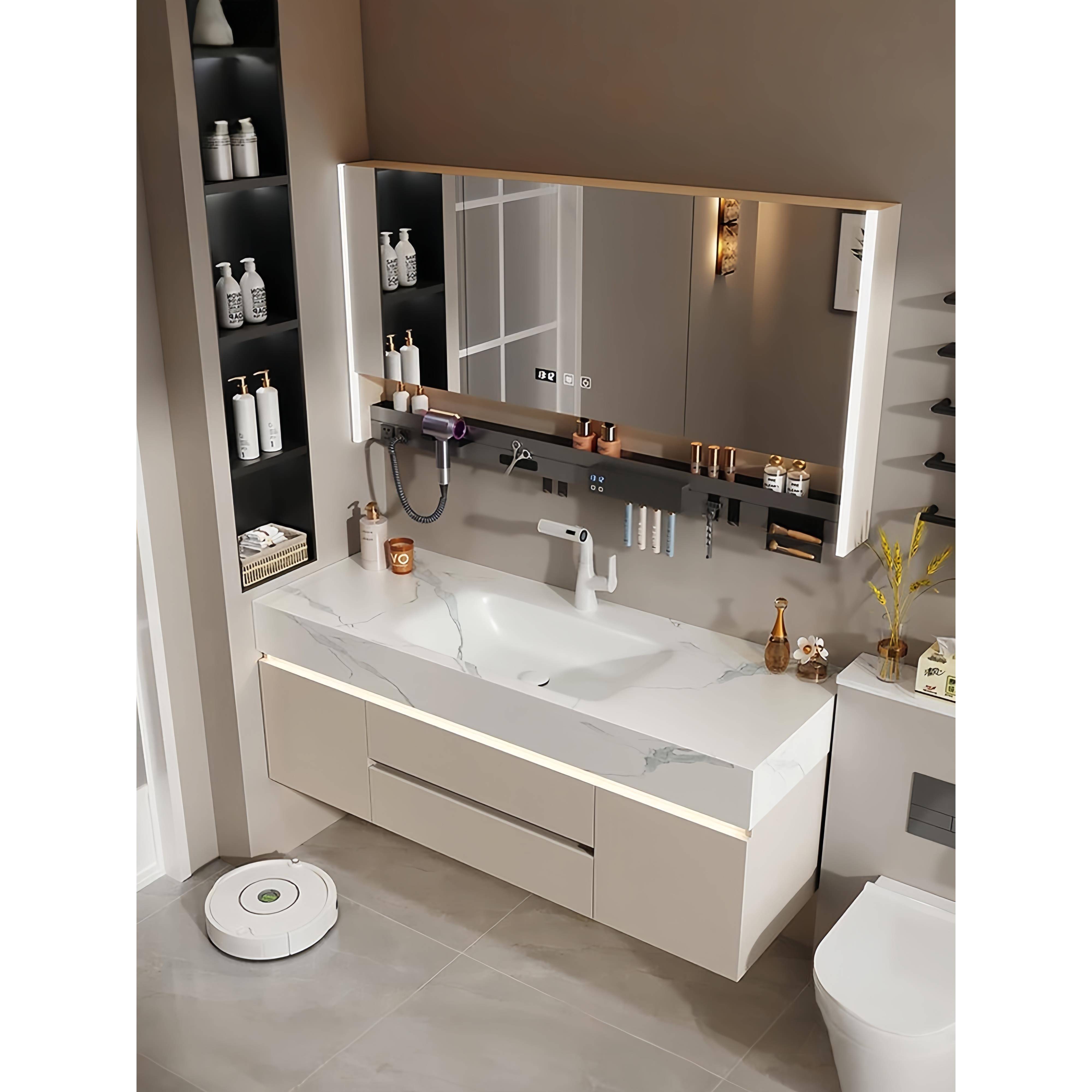 岩板热弯一体盆浴室柜组合2025新款卫生间陶瓷洗手脸池台洗衣洗漱