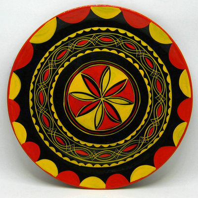 四川大凉山西昌彝族漆器木盘子民间彩绘手工艺品餐盘果盘餐具