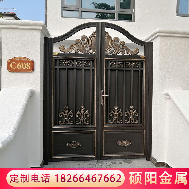 铝艺铝合金大门别墅围墙乡农村庭院电动花园平移推拉铁艺对小门