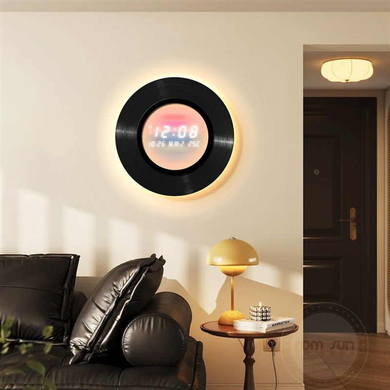 时尚潮流玄关柜数字时钟装饰画 画黑胶唱片卧室钟表摆放高档客厅,家居饰品,钟表画/挂钟画,淘宝优惠券,粉丝福利购,淘宝优惠卷