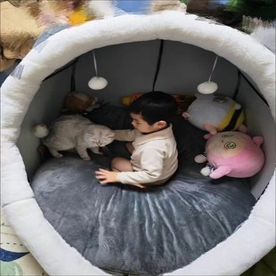 人类猫窝懒人沙发床毛绒绒狗窝儿童游戏帐篷小窝四季通用躺睡