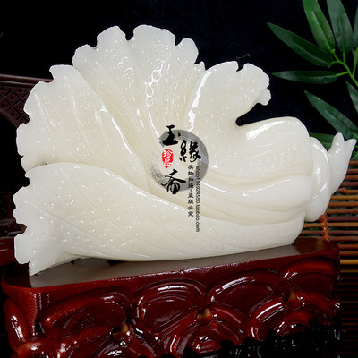 阿富汗玉白菜桌面工艺品招财办公室客厅玄关店铺百财业礼品