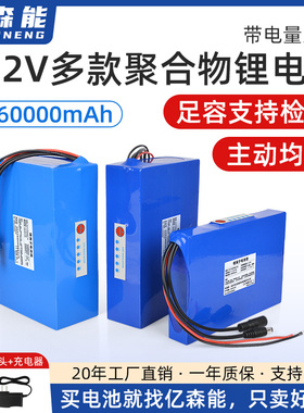 亿森能12V聚合物锂电池组大容量10Ah30Ah太阳能路灯户外12伏电瓶