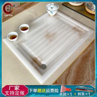 简约茶海功夫茶几直接排水面板整块家用仿玉漏水托盘 茶盘内嵌入式