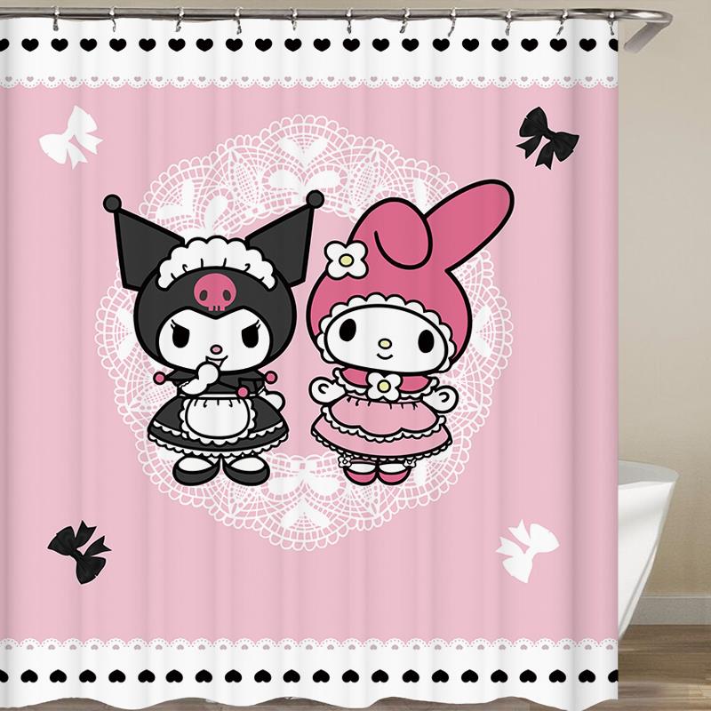 卡通装饰挂布melody浴帘卫生间挡水洗澡帘美乐蒂窗帘柜门遮挡帘子