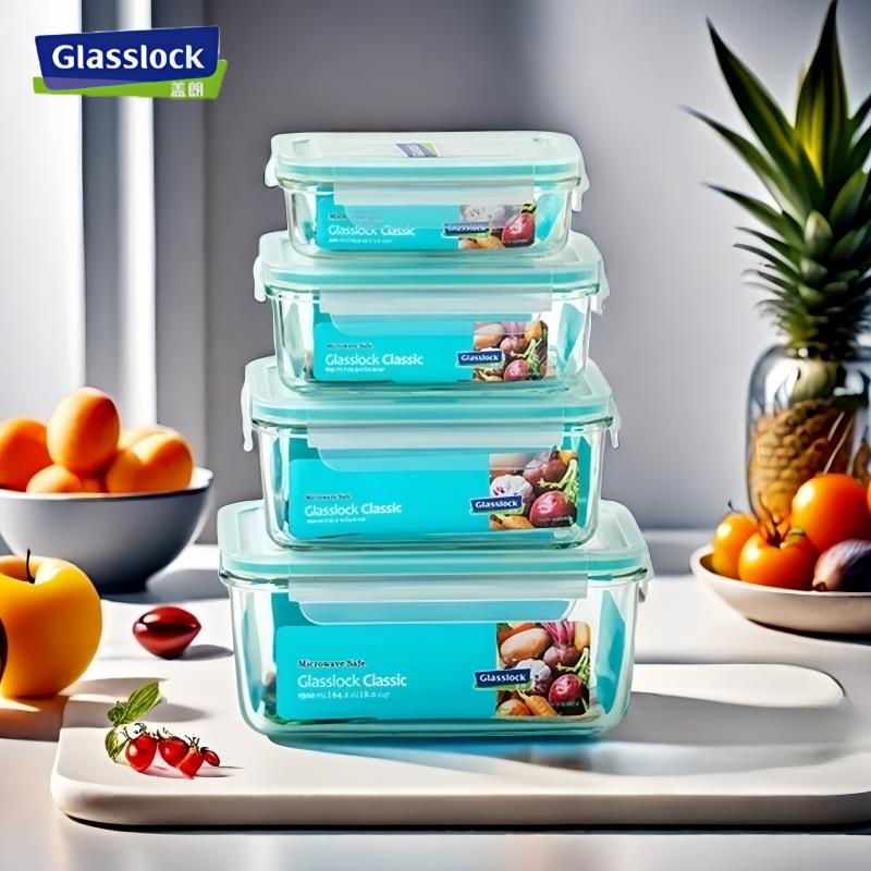韩国Glasslock钢化玻璃保鲜盒密封 便当盒微波炉长方形圆碗饭盒