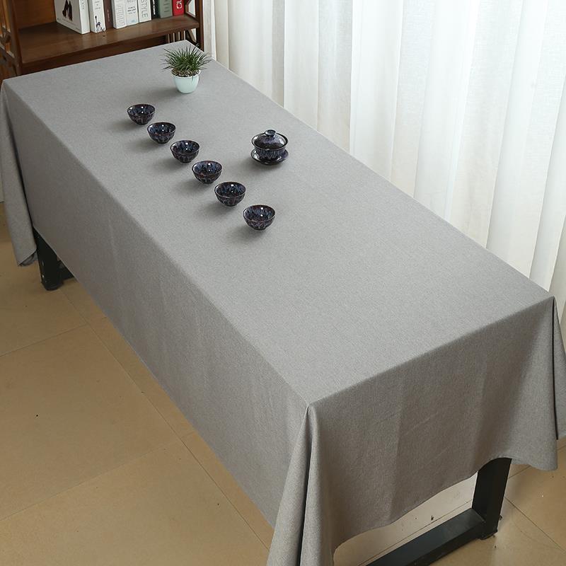 纯色纯白茶席会议室酒店展会台桌布禅意长方形桌旗新中式定制包邮