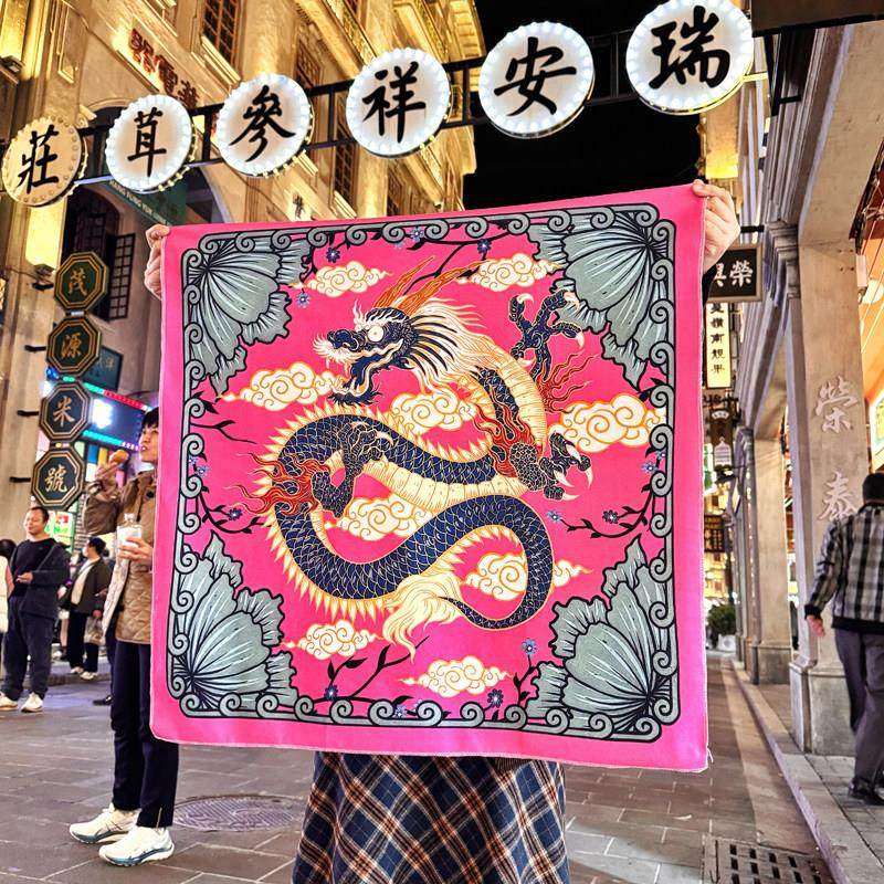 马吉吉 中式复古龙ins新年背景布古着店装饰房间卧室布艺挂画挂布