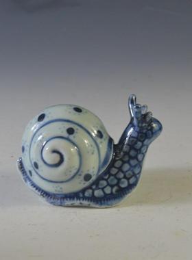 仿古瓷器 复古民国风格 青花蜗牛水滴 砚滴 古董古玩老货旧货收藏