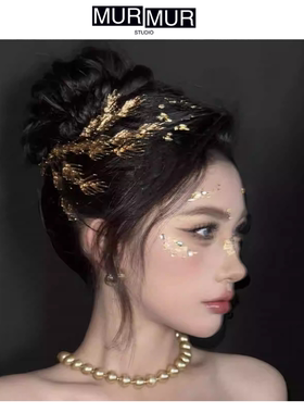 巴洛克希腊女神羽毛叶子婚礼发箍