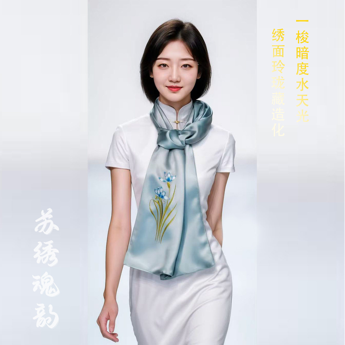 苏绣围巾年货节桑蚕丝女士丝巾送妈妈手工刺绣真丝披肩中国风礼品