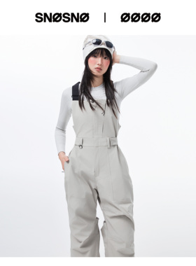 SNOSNO滑雪背带裤25款灰色双板单板女男防水专业滑雪背带裤连体裤