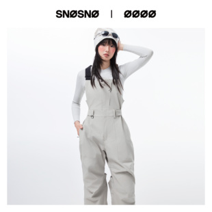 SNOSNO滑雪背带裤25款灰色双板单板女男防水专业滑雪背带裤连体裤