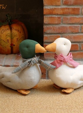 可爱布艺偶围巾鸭子安抚陪睡玩偶棉亚麻百日送礼生日礼物家居装饰