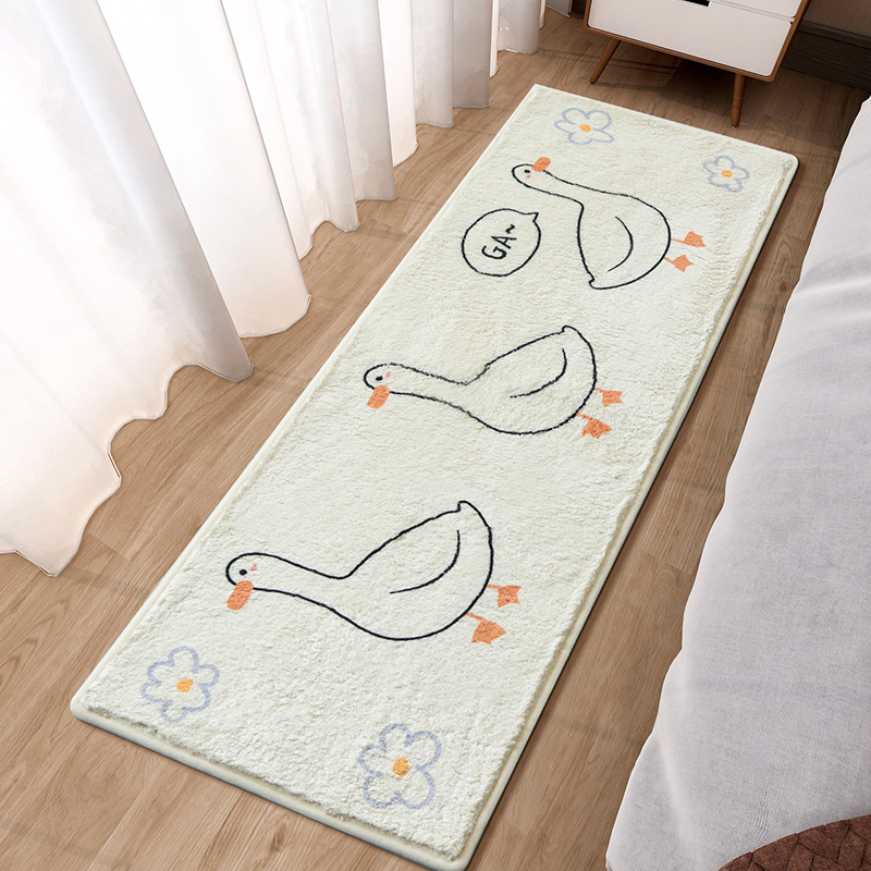 卡通客厅卧室床边地毯长条房间毛绒可爱毯子短毛床前儿童地垫家用