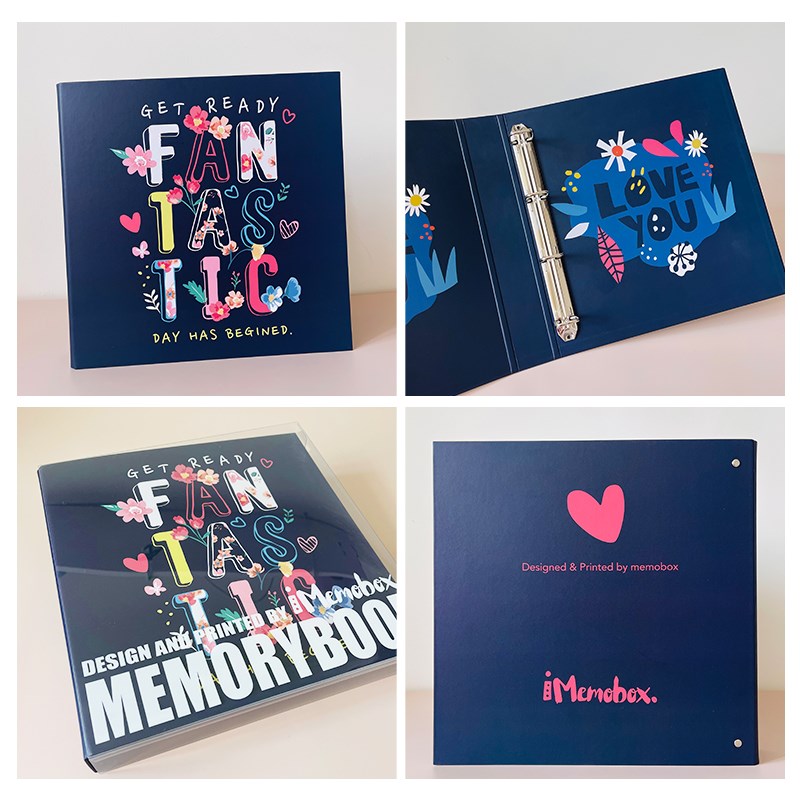 memobox蓝底英文字儿童相册插页式3寸5寸6寸宝宝纪念册大容量影集