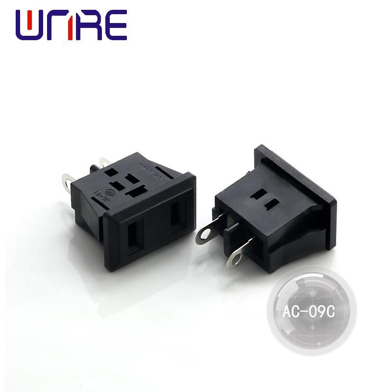 AC-09C环保卡位式AC保护门插座 10A两孔转换插头电源插座保险座