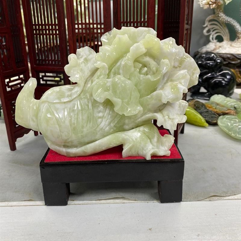 天然玉石白菜摆件玉石 玉石白菜白菜 摆件岫玉摆件 山水白菜 葫芦