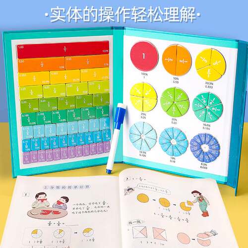 跨境磁性分数盘演示器分子分母认知加减法运算三年级数学教具