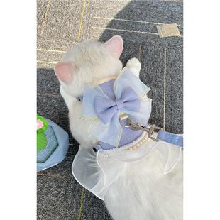 仙女遛猫衣猫咪胸背带牵引绳公主裙两用宠物衣服外出溜猫绳狗绳子