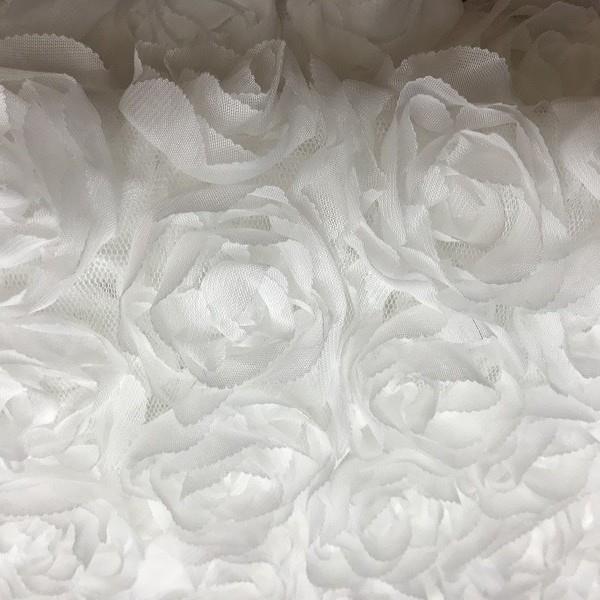 新款网纱绣花蕾丝面料三合一盘带立体玫瑰花童装连衣裙家纺绣花布