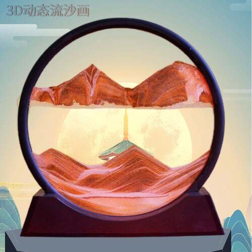 跨境礼品流沙画解压艺术沙漏桌面摆件客厅办公室山水画工艺画手工