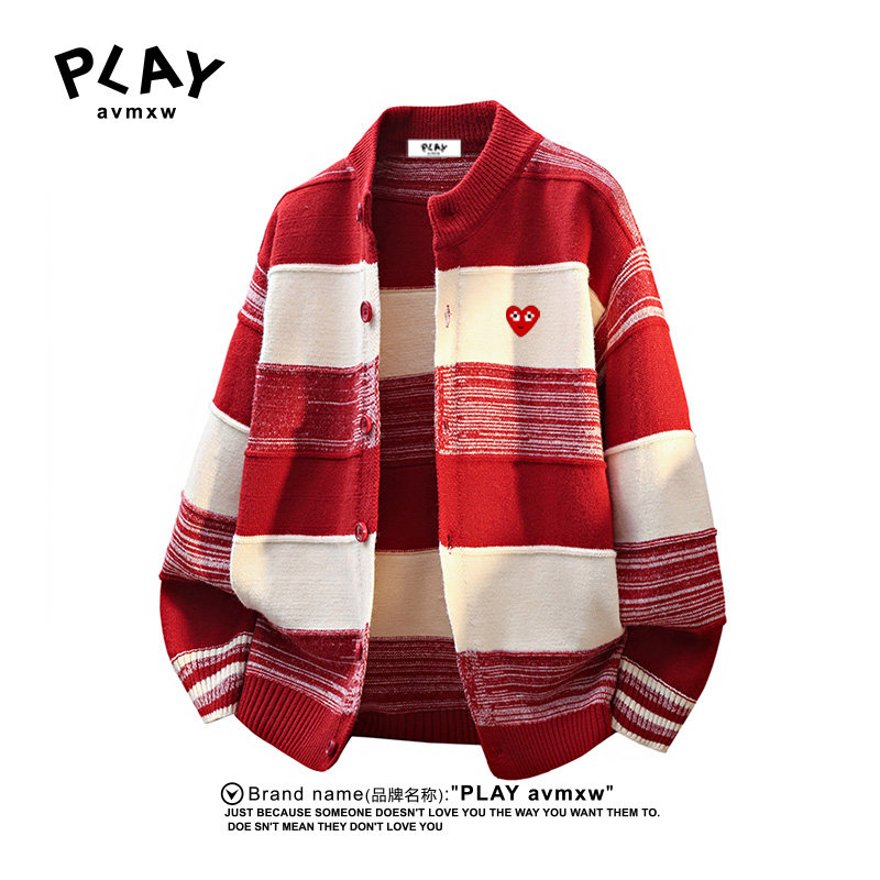 PLAYAVMXW开衫潮牌提花条纹外套