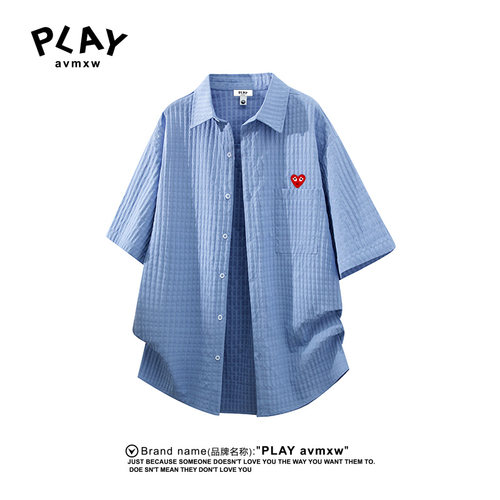 PLAYAVMXW夏华夫格情侣短袖衬衫