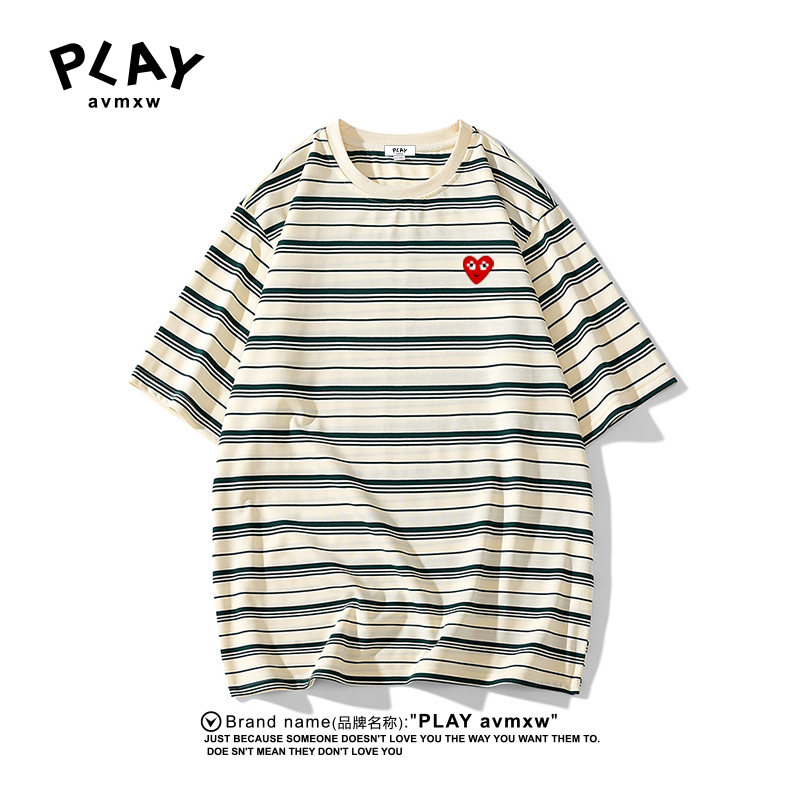 PLAYAVMXW情侣条纹圆领上衣