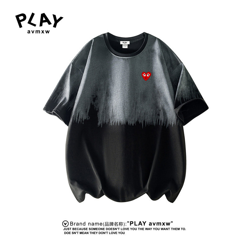 PLAYAVMXW休闲渐圆领变色T恤