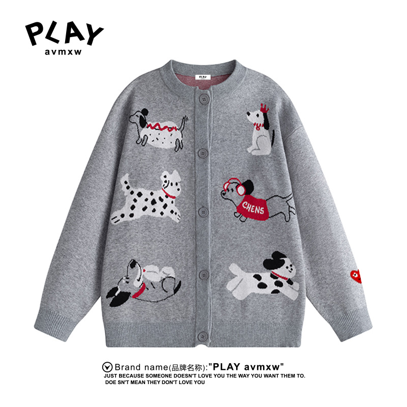 PLAYAVMXW潮牌休闲卡通刺绣毛衣