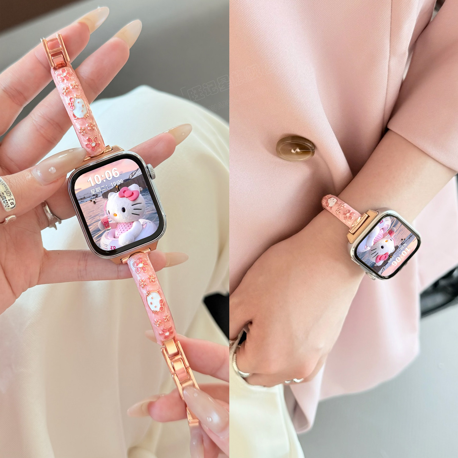 【Kitty猫咪】适用华为fit4表带watch fit4手表可爱KT猫咪浮雕手镯fit4pro夏天女款创意手表链fit3高级感小众
