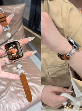 【四叶草闪钻】适用华为FIT4表带FIT3手表智能WatchFIT4金属镶钻拼皮FIT4pro女款创意FIT2小众高级感秋冬新款