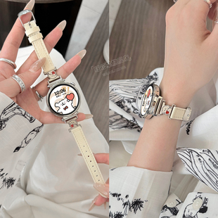 watchgt5智能女表GT6pro荔枝纹皮质GT4小众pro女GT3女款 适用华为GT6表带手表GT5新款 GT2秋冬创意 爱心小狗