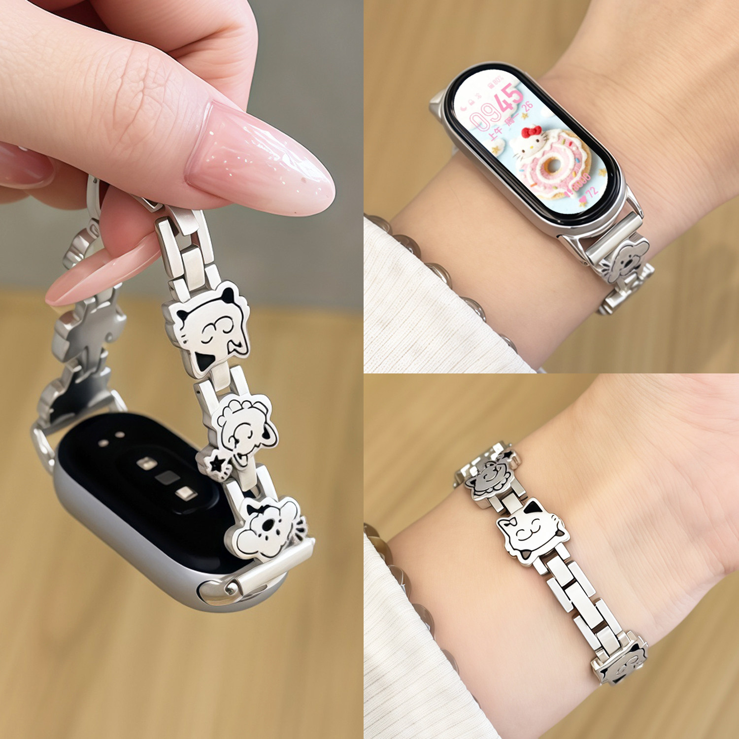 【猫狗总动员】适用小米手环10表带9手表腕带8猫狗金属链式女高级感陶瓷版手表带NFC智能运动xiaomi十代春夏