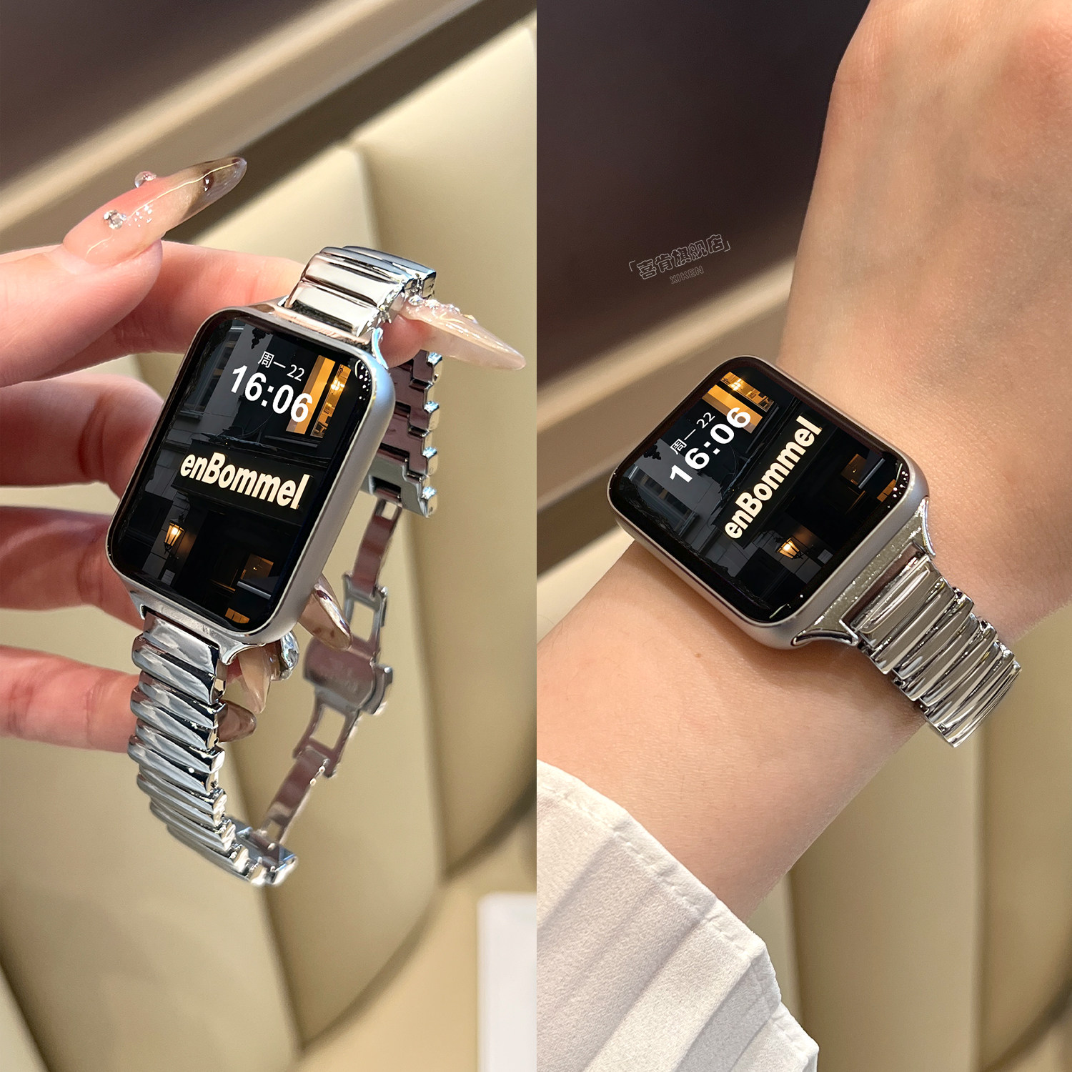 适用小米手环pro不规则金属表带